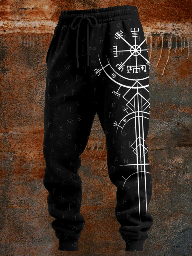 Men's Viking Vegvisir Runes Pattern Comfy Sweatpants