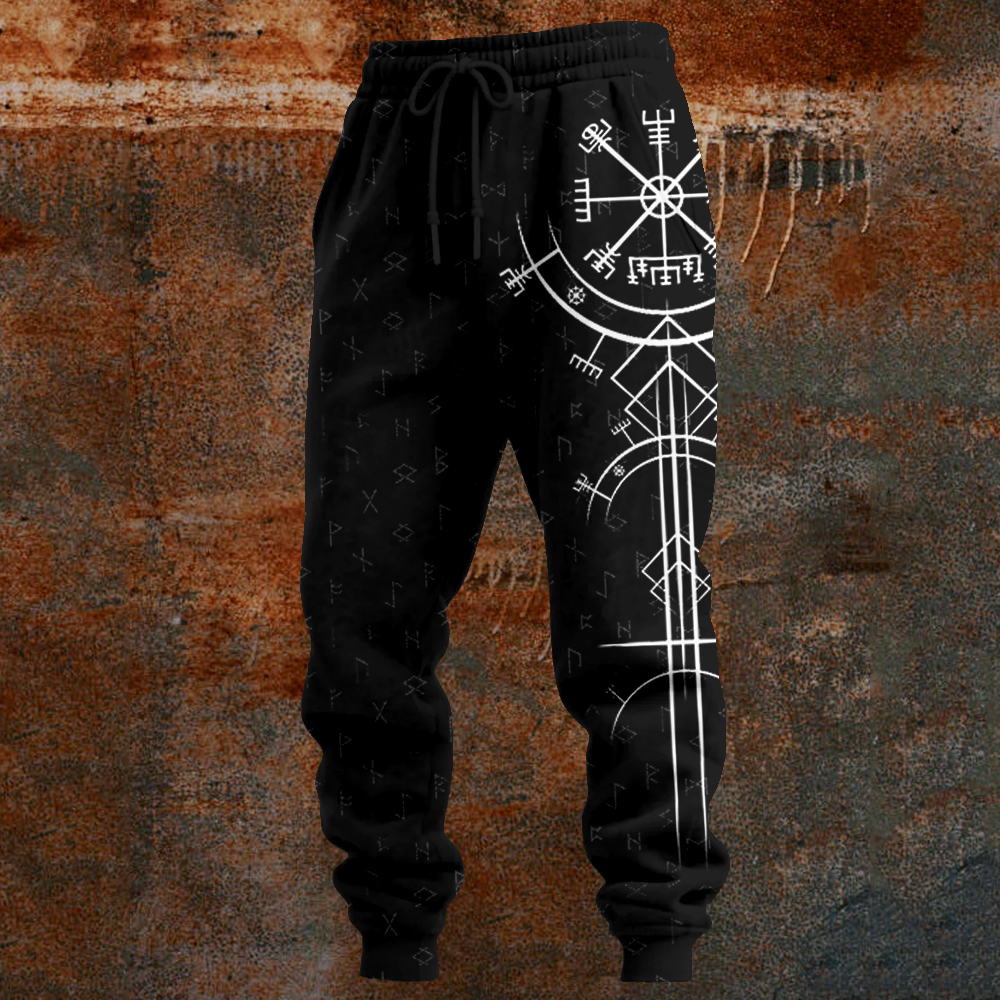 Men's Viking Vegvisir Runes Pattern Comfy Sweatpants