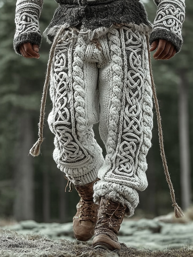Men's Viking Style Celtic Knot White Pants