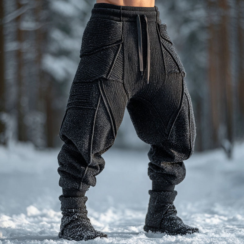 Men's Retro Geometric Knit Jacquard Thermal Pants