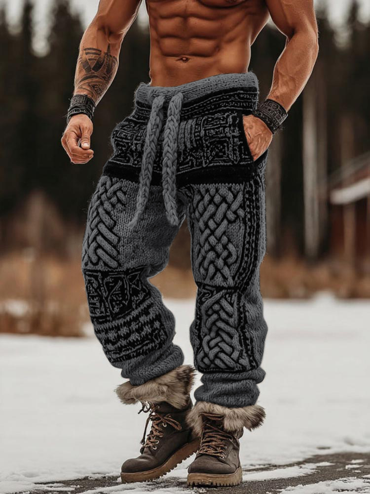 Men's Viking Celtic Knot Pattern Art Cozy Knit Sweatpants