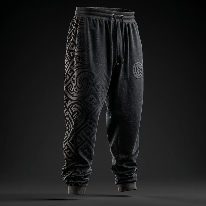 Men's Retro Viking Rune Pattern Casual Sports Pants