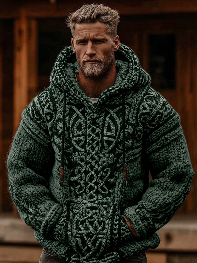 Men's Viking Celtic Knot Cozy Casual Hooded Sweater