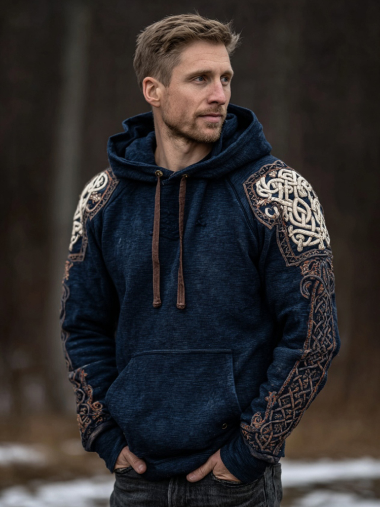 Men's Vintage Viking Celtic Knot Art Print Casual Hoodie