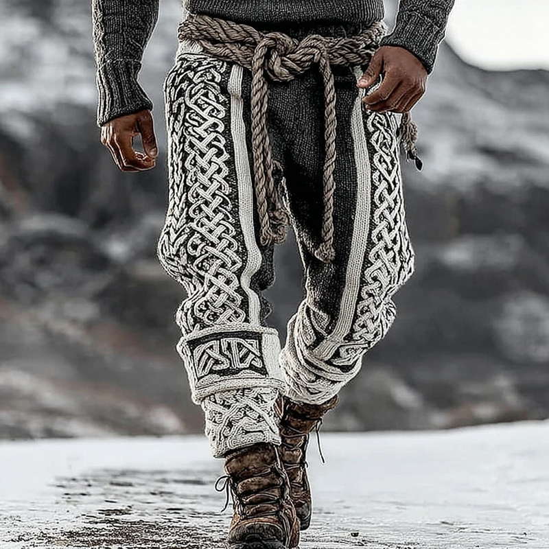 Men's Viking Tribal Celtic Pattern Art Knit Pants