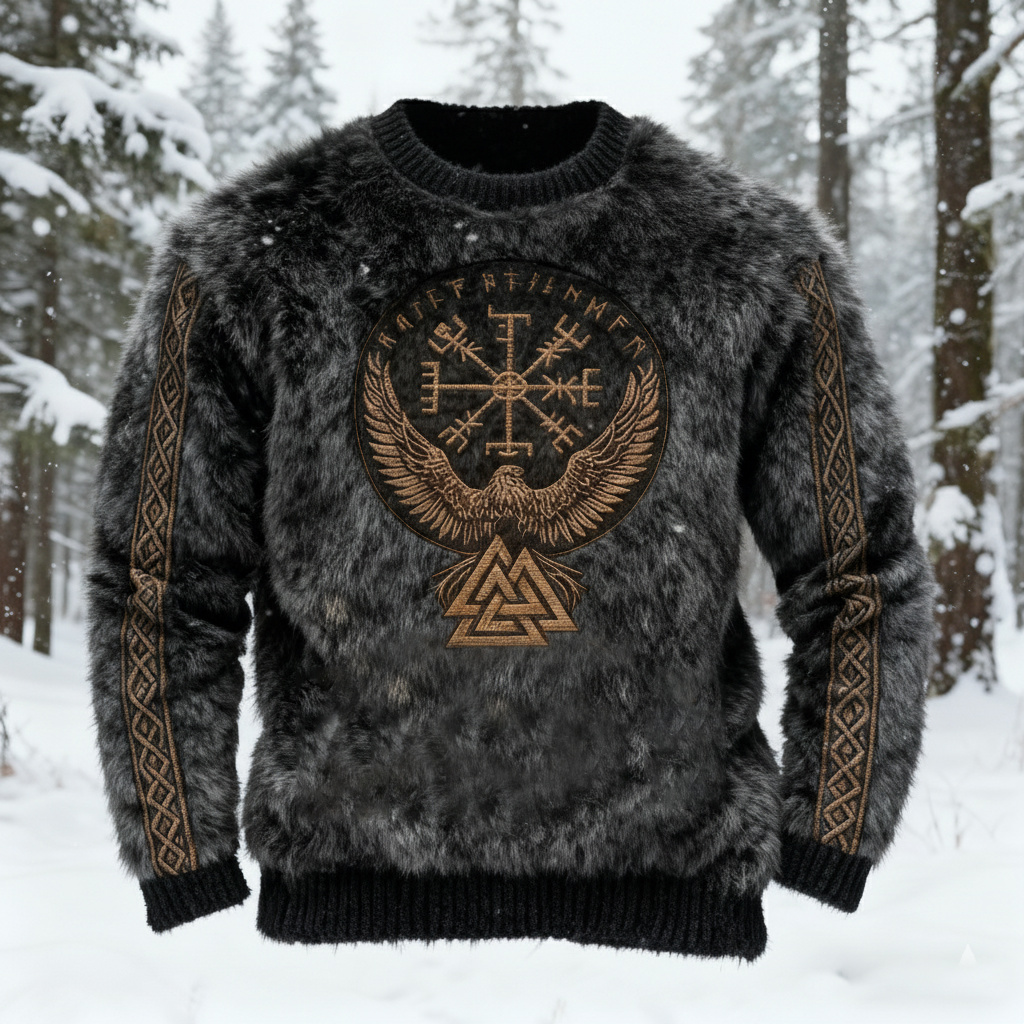 Men's Viking Tribal Art Inspired Winter Warmth Knit Sweater