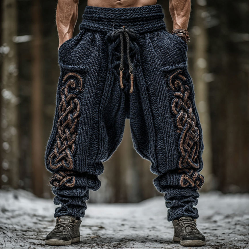 Men's Viking Tribal Celtic Knot Pattern Art Knit Pants