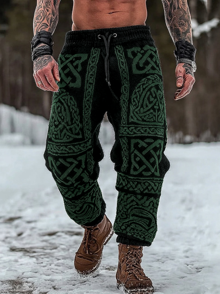 Men's Viking Celtic Geometry Pattern Art Cozy Knit Pants