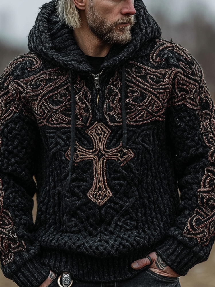 Halloween Viking Style Celtic Mythology Men's Hooded Sweater