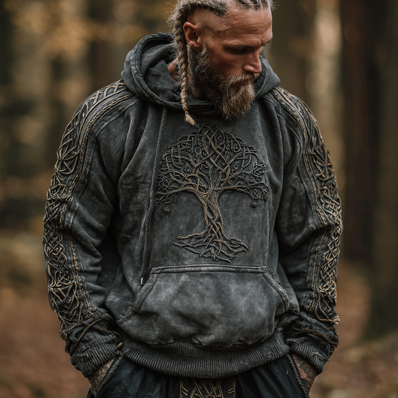 Men's Viking Celtic Knot Tree Of Life Art Cozy Warm Hoodie