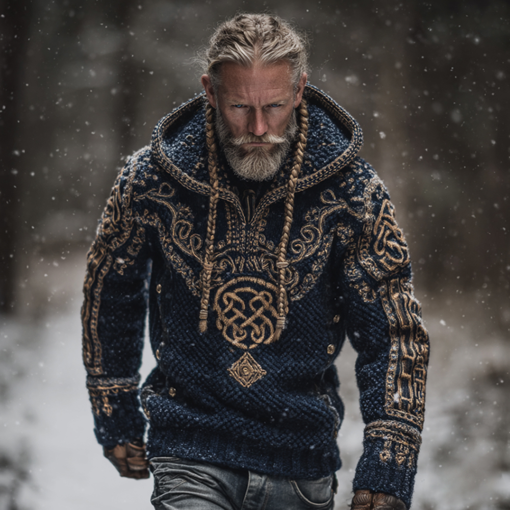 Viking Style Gold Celtic Knot Hooded Sweater