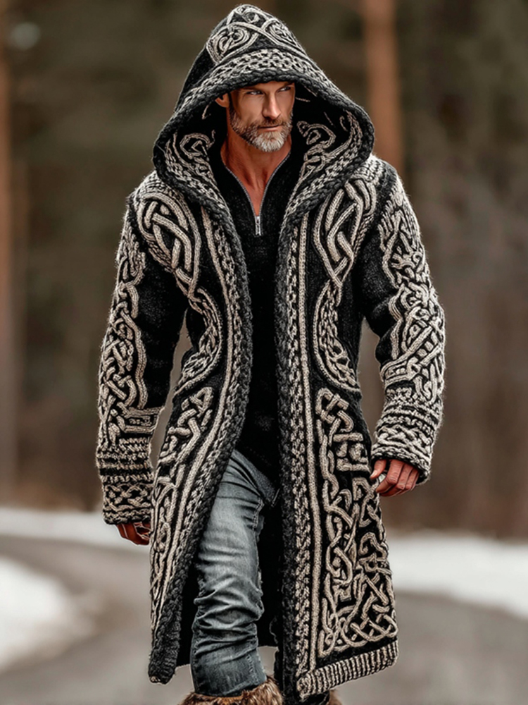 Men's Viking Celtic Knot Button Down Cozy Cardigan Sweater