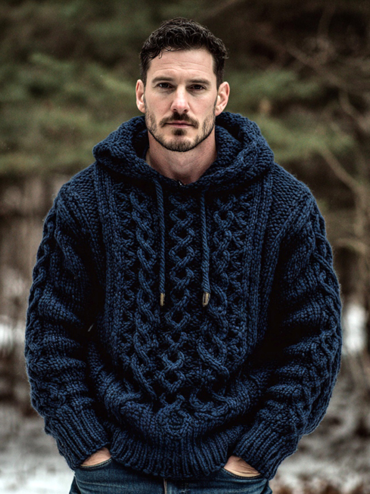 Vintage Fairman Island Jacquard Thick Warm Hooded Sweater