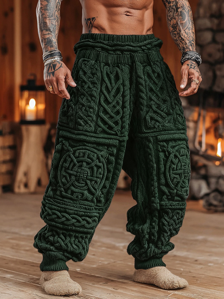 Men's Viking Tribal Celtic Pattern Art Cozy Knit Pants