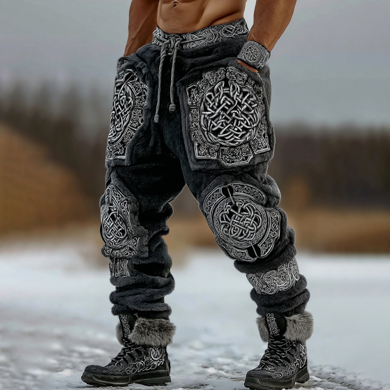 Men's Viking Celtic Pattern Art Cozy Flannel Sweatpants