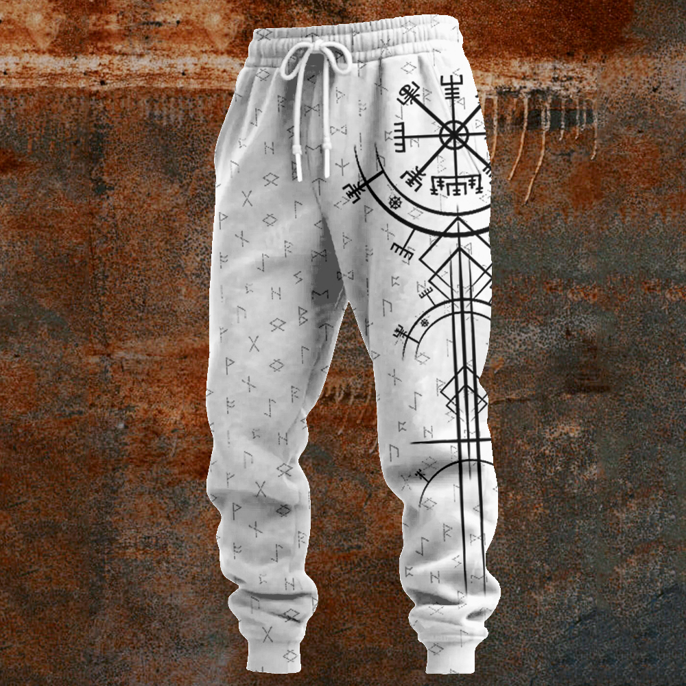 Men's Viking Vegvisir Runes Pattern Comfy Sweatpants