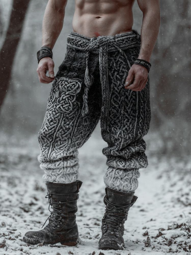 Viking Style Black And White Gradient Casual Pants
