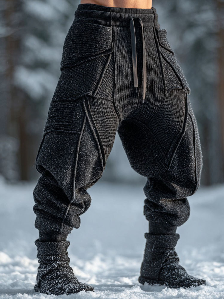 Men's Retro Geometric Knit Jacquard Thermal Pants