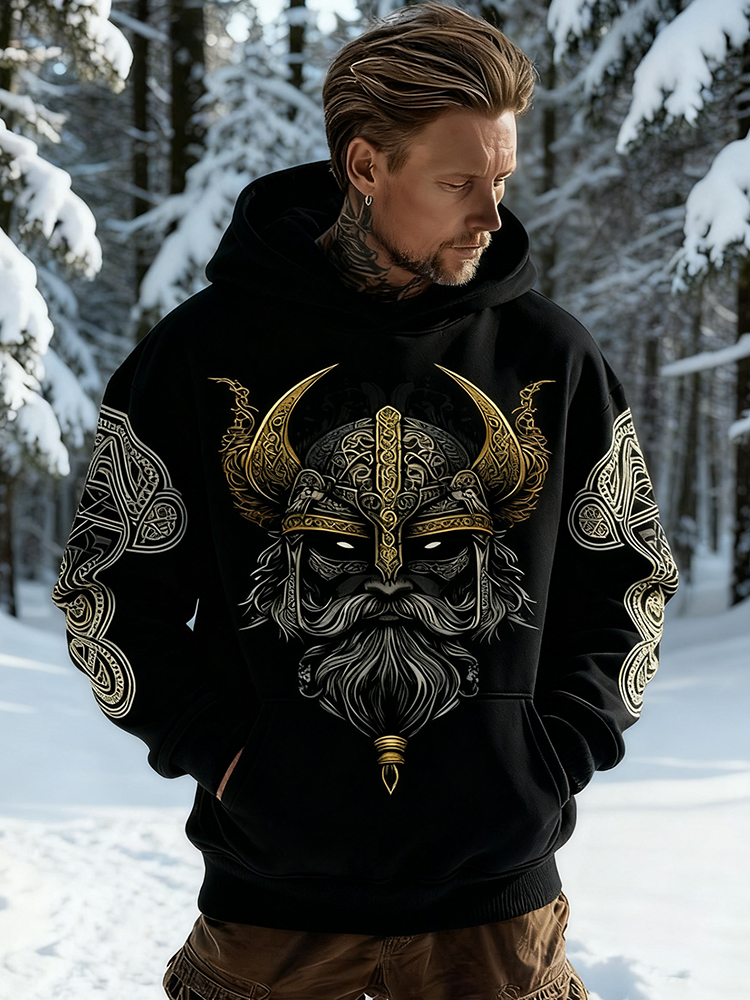Men's Viking Celtic Horn Art Casual Hoodie