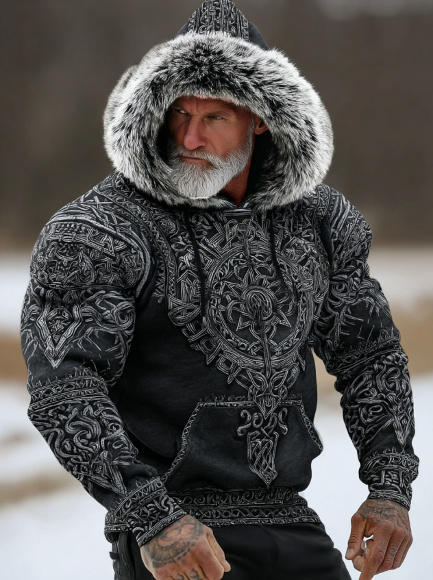 Men's Viking Tribal Celtic Knotwork Inspired Hooded