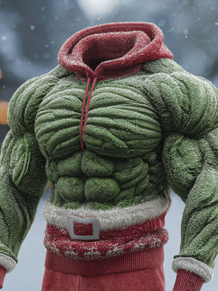 Christmas Funny Santa Claus Men's Hooded Flannel Sweatshirt