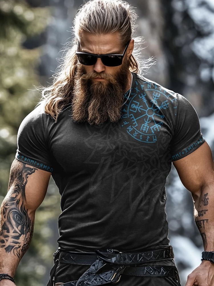 Men's Viking Rune Print Short Sleeve T-shirt