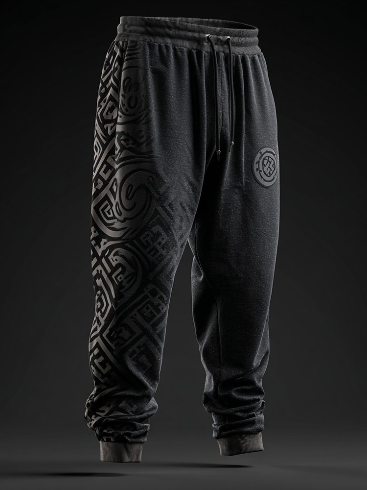 Men's Retro Viking Rune Pattern Casual Sports Pants