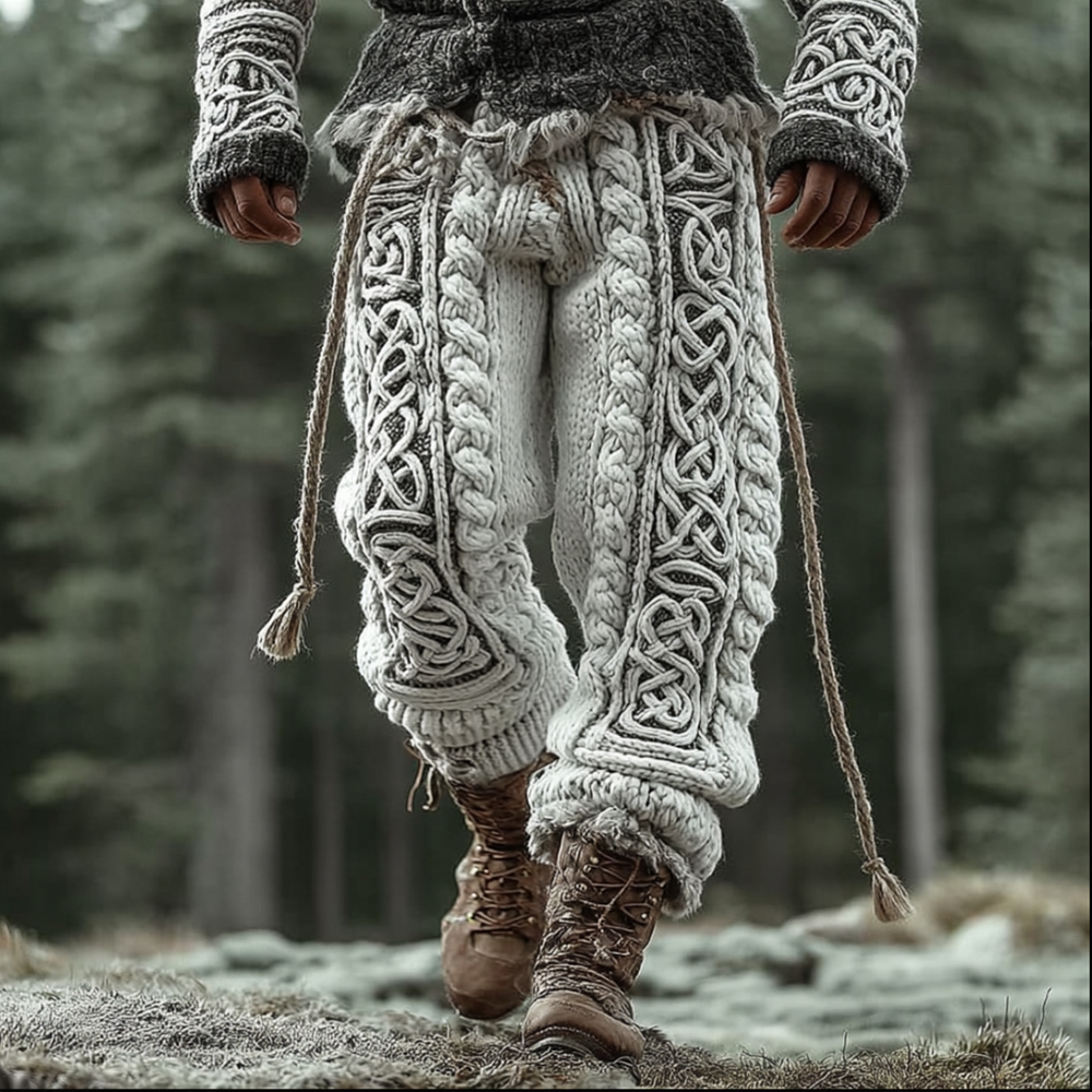 Men's Viking Style Celtic Knot White Pants