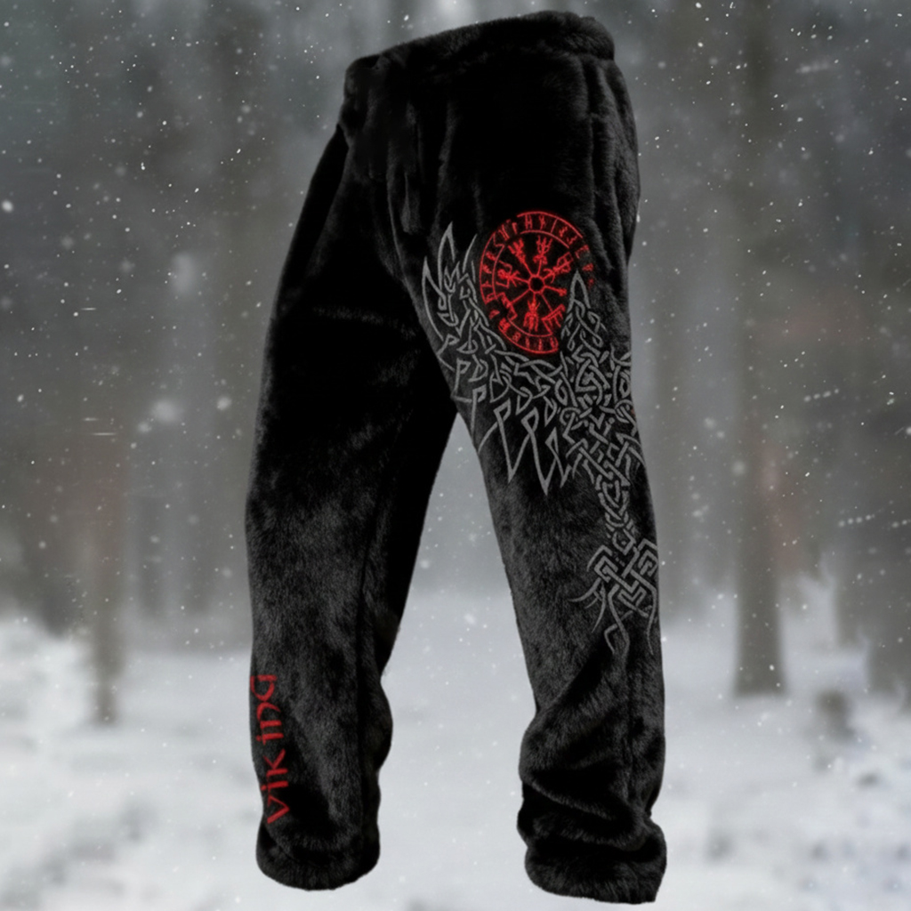 Men's Vintage Viking Art Casual  Flannel Pants