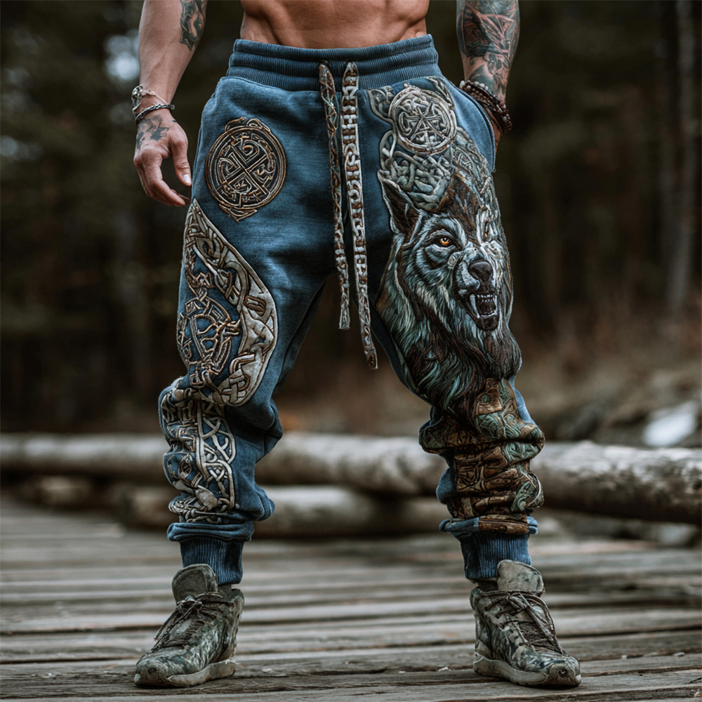 Viking Fenrir Wolf Totem Men's Casual Pants