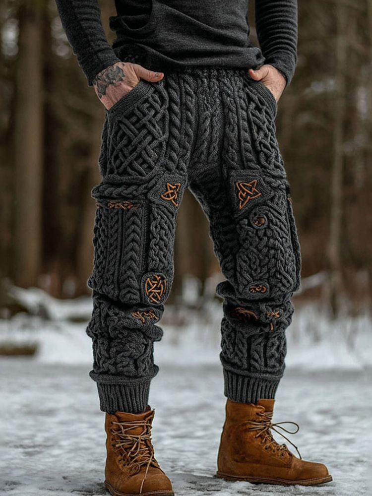 Men's Viking Tribal Celtic Pattern Art Cozy Knit Pants