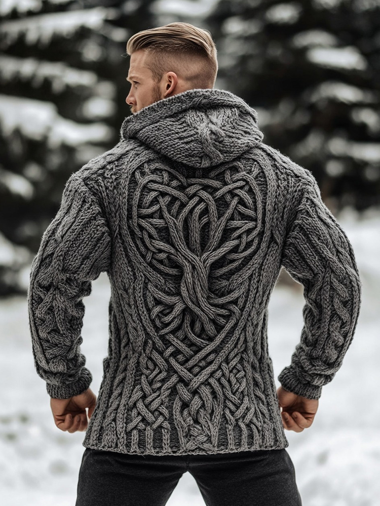 Men's Viking Life Of Tree Celtic Thick Zip Hooded Sweater