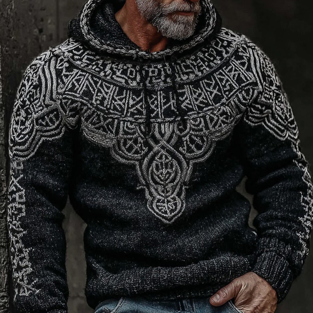 Vintage Viking Celtic Warm Fair Isle Hooded Sweater