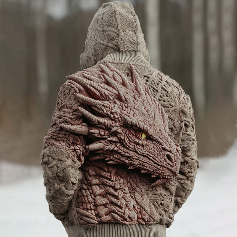 Men's Viking Dragon Art Gradient Celtic Hooded Sweater