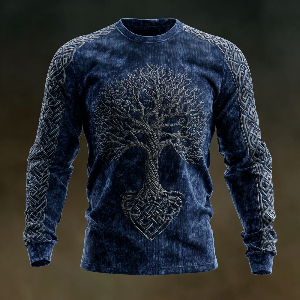 Men's Viking Celtic Tree Of Life Art Washed Cozy T Shirt