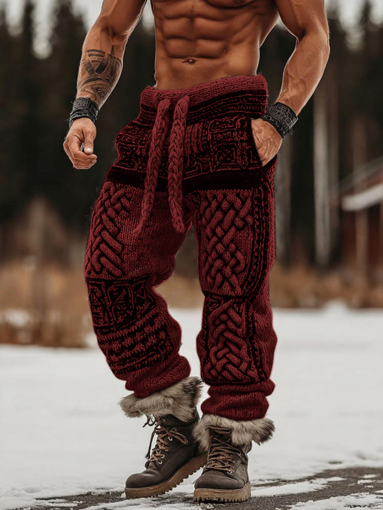 Men's Viking Celtic Knot Pattern Art Cozy Knit Sweatpants