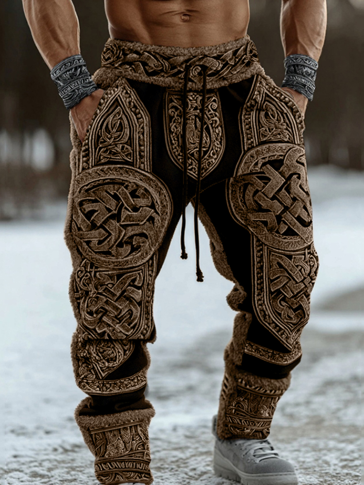 Men's Viking Celtic Knot Pattern Printed Cozy Knit Pants