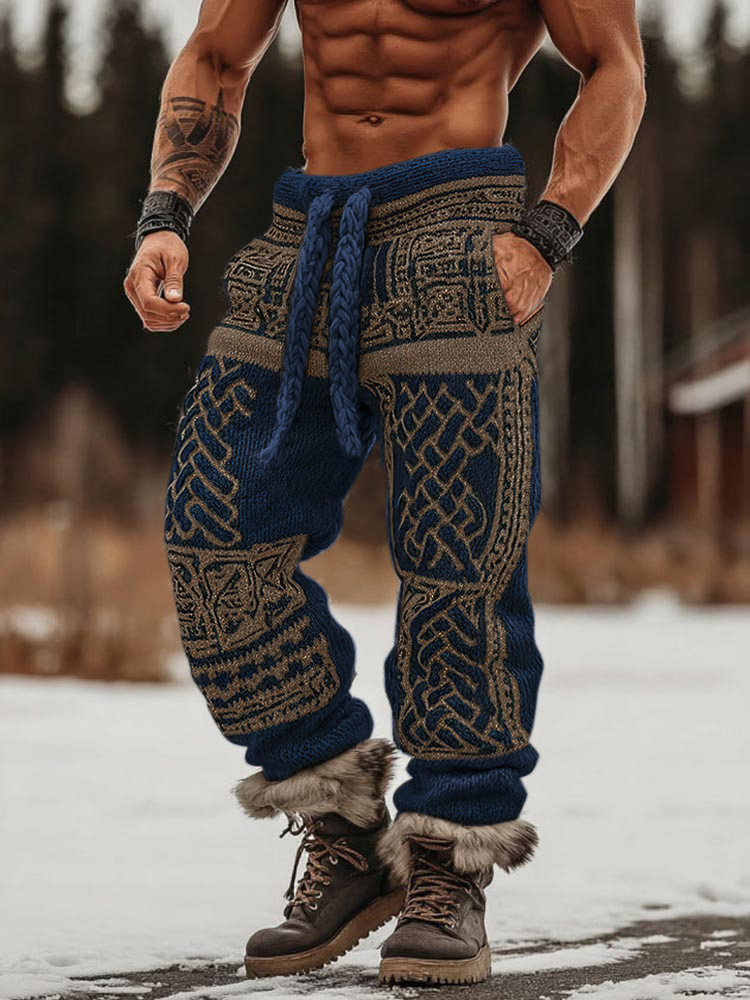 Men's Viking Celtic Knot Pattern Art Cozy Knit Sweatpants