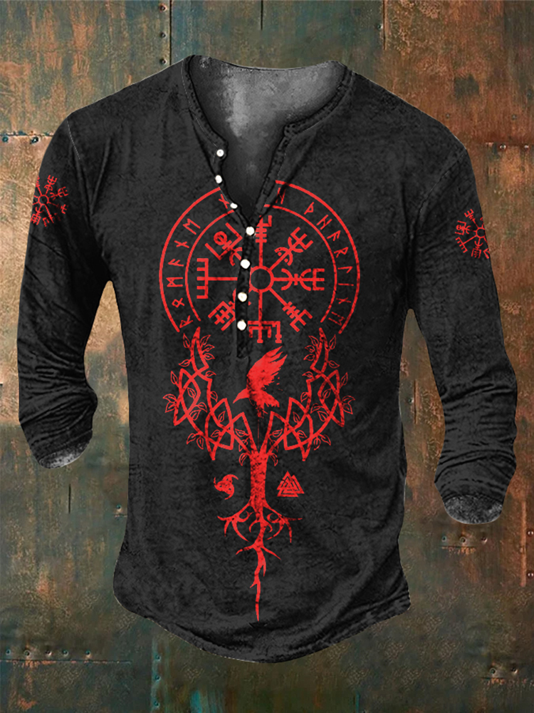 Men's Viking Tribal Celtic Button Long Sleeve Basic Shirt