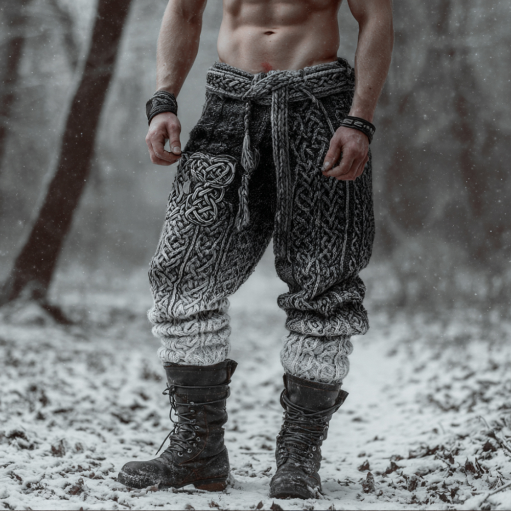 Viking Style Black And White Gradient Casual Pants