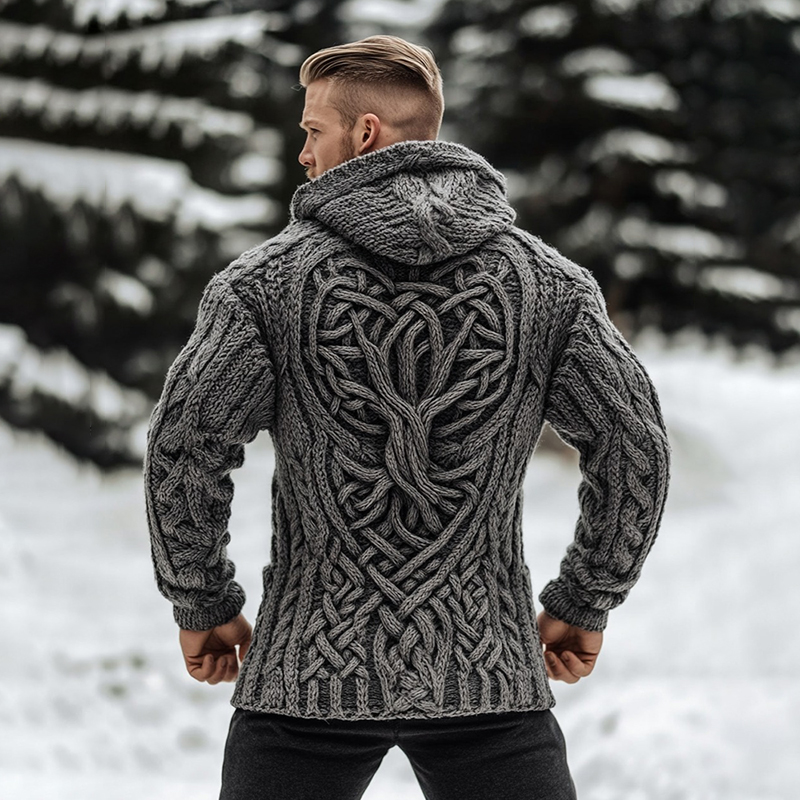 Men's Viking Life Of Tree Celtic Thick Zip Hooded Sweater