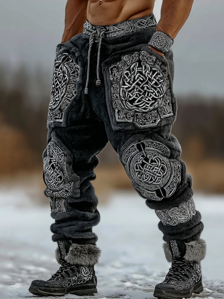 Men's Viking Celtic Pattern Art Cozy Flannel Sweatpants