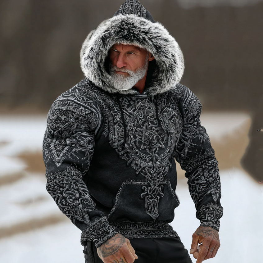 Men's Viking Tribal Celtic Knotwork Inspired Hooded