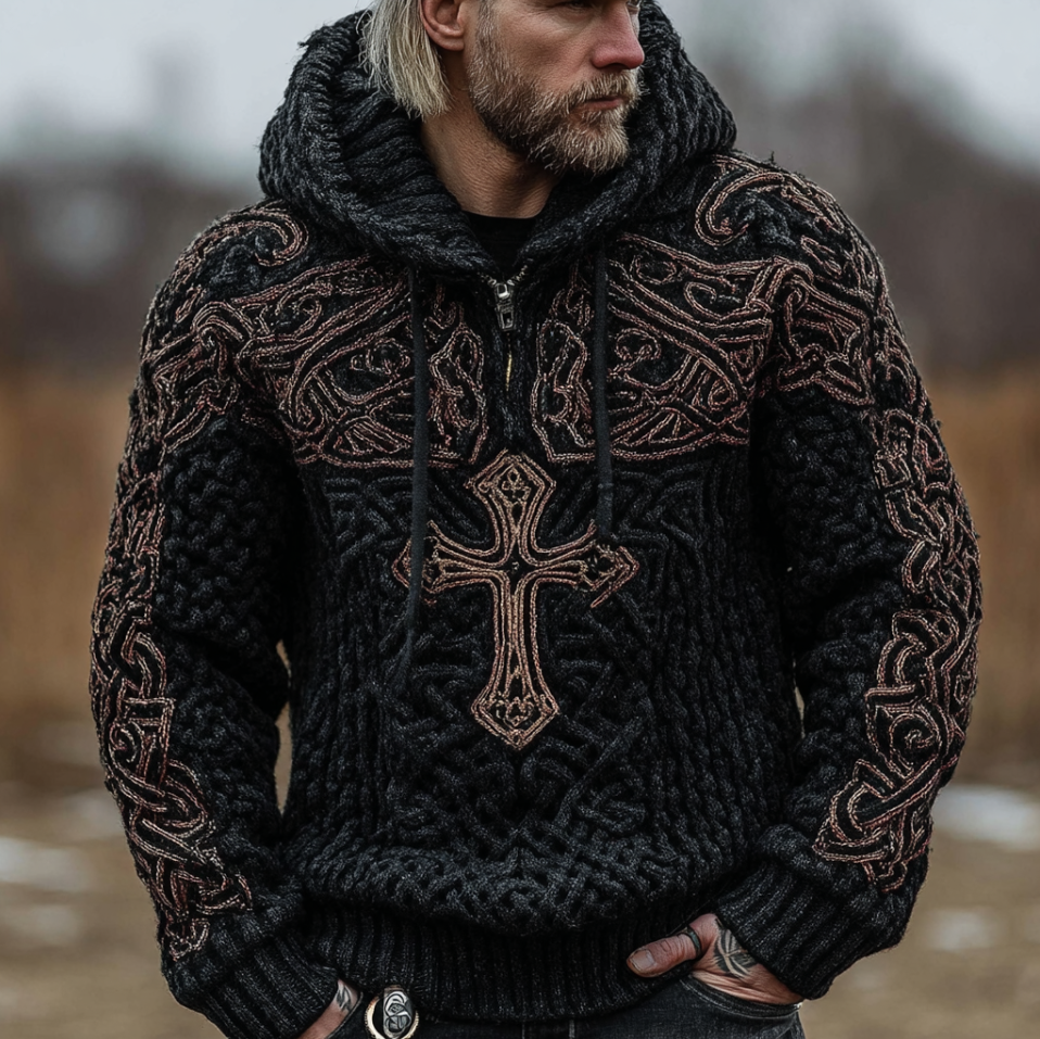 Halloween Viking Style Celtic Mythology Men's Hooded Sweater