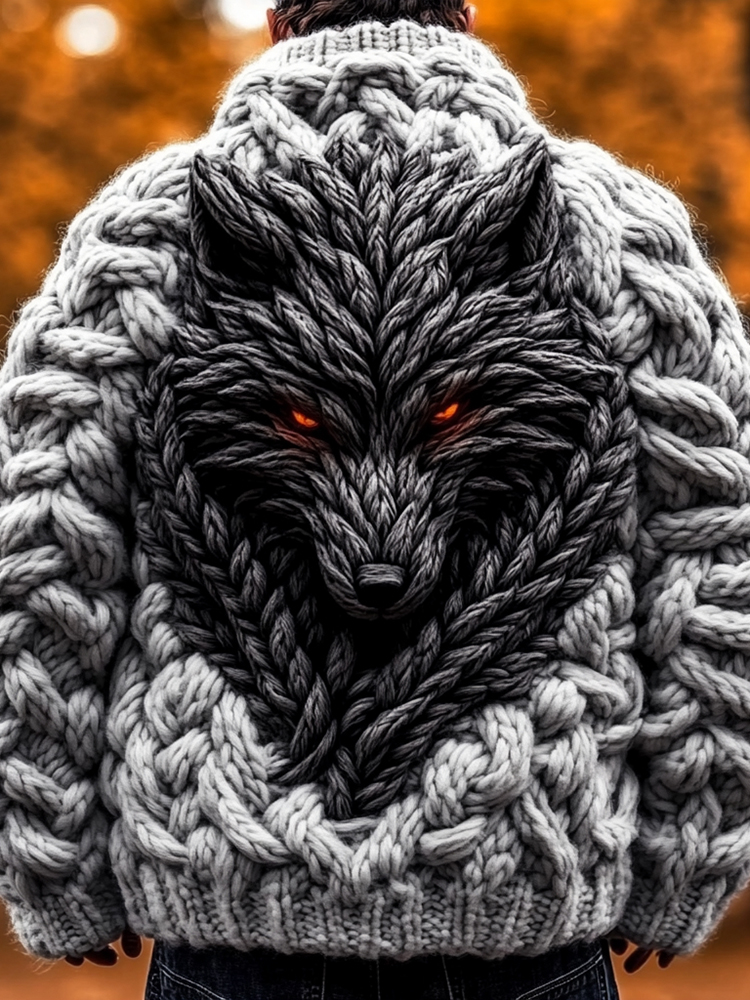 Mens Viking Celtic Fenrir Wolf Thick Hooded Sweater