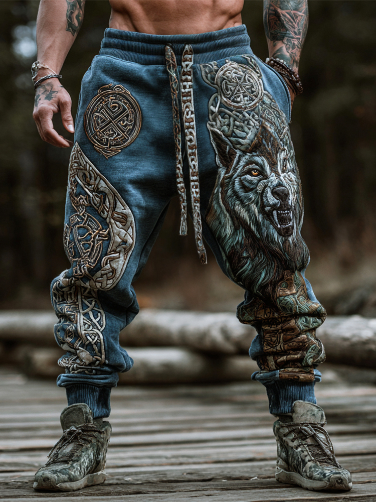 Viking Fenrir Wolf Totem Men's Casual Pants