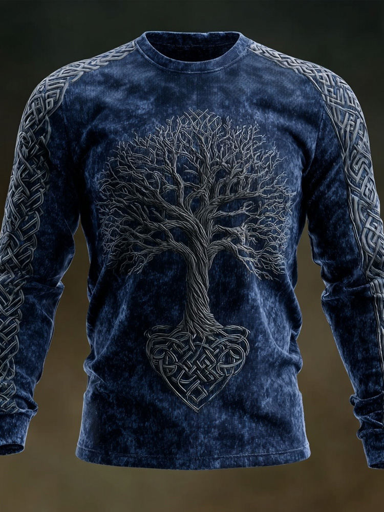 Men's Viking Celtic Tree Of Life Art Washed Cozy T Shirt
