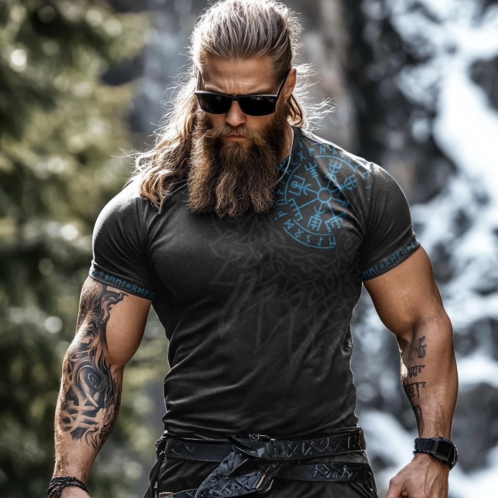 Men's Viking Rune Print Short Sleeve T-shirt