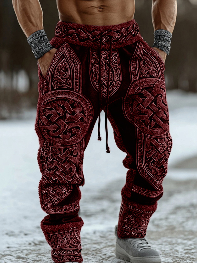 Men's Viking Celtic Knot Pattern Printed Cozy Knit Pants
