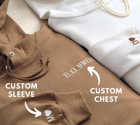 Custom Embroidered Roman Numeral Date Couple's Sweatshirt